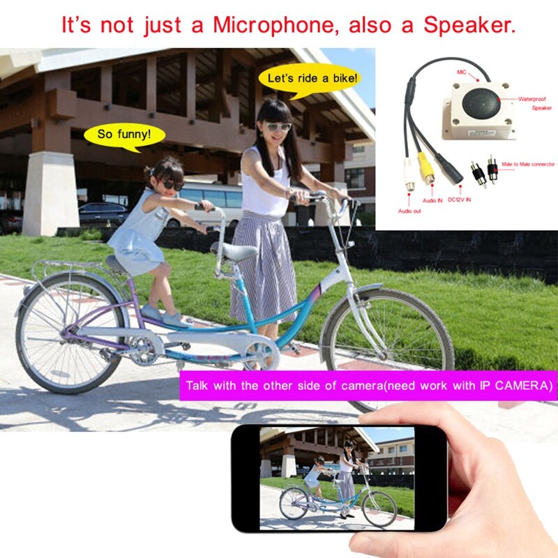 Microphone Speaker Device for Security Camera Outdoor Waterproof for IP Camera Audio Recording Two Way Radio Interphone