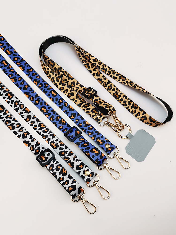 Leopard Print Crossbody Smycz do telefonu komórkowego Pasek na szyję Smycze do telefonu komórkowego Łańcuszek z uniwersalną uszczelką do wszystkich etui na telefon