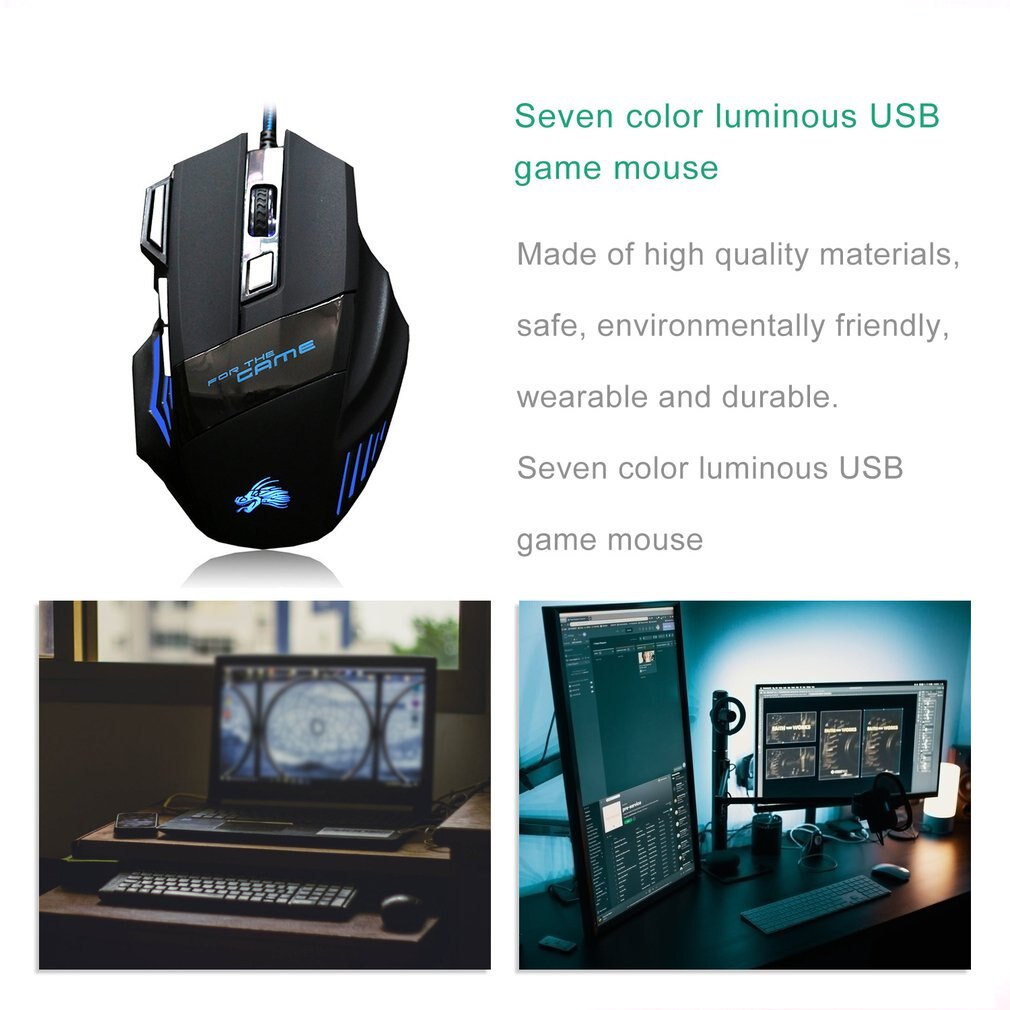 USB 6 Buttons Gaming Mouse 5000DPI LED Optical USB Wired Gamer Mouse 7 Buttons Gamer Computer Mice For Laptop Mice PC