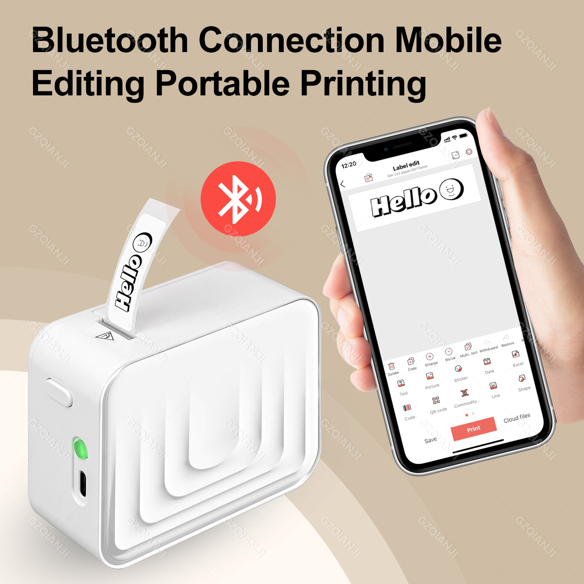 Thermische Label Printer Marklife M1 & Doorlopend Kleur Label Papier (15Mm X 4M), Compatibel Voor P11/P12/P15/P50/Q30/D30 Label Maker