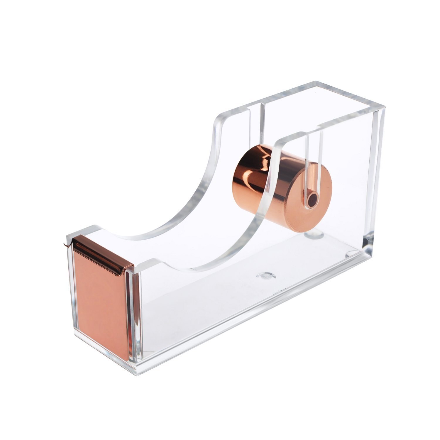 Deluxe Acrylic Office Desktop Tape Dispenser Clear Rose Gold: Default Title