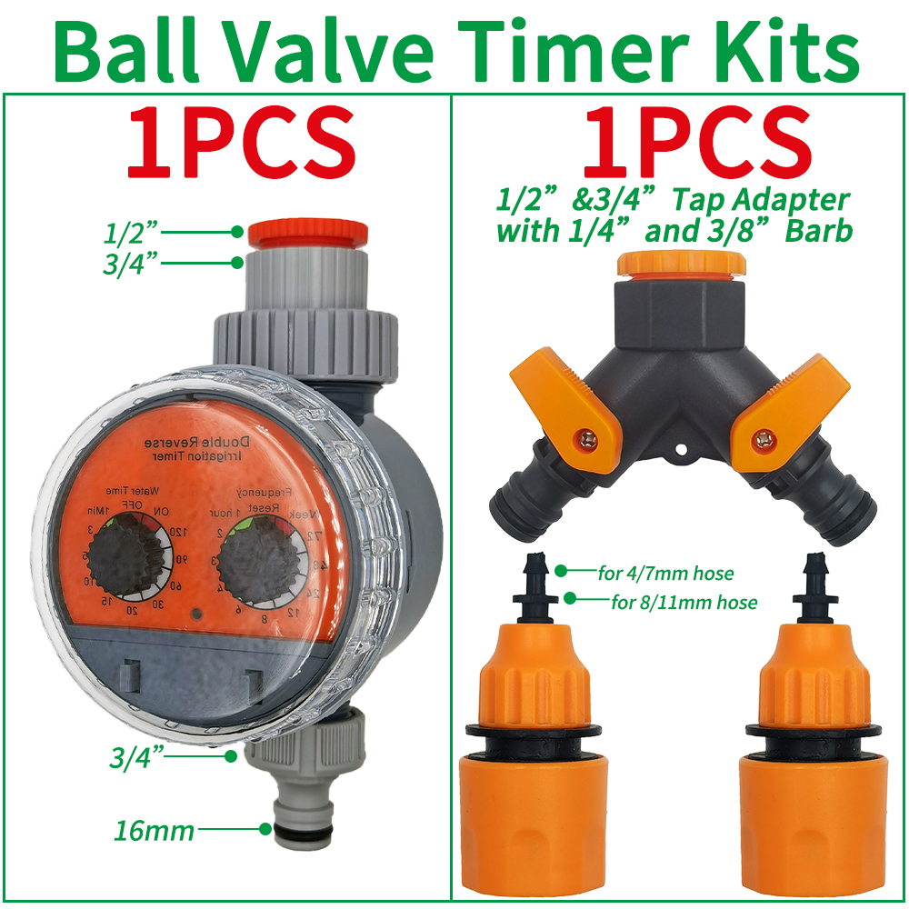 Oasis Ball Valve Irrigation Timer Automatic LCD Watering Electronic Water Tank Controller Irrigator for Home Garden Greenhouse: Brown