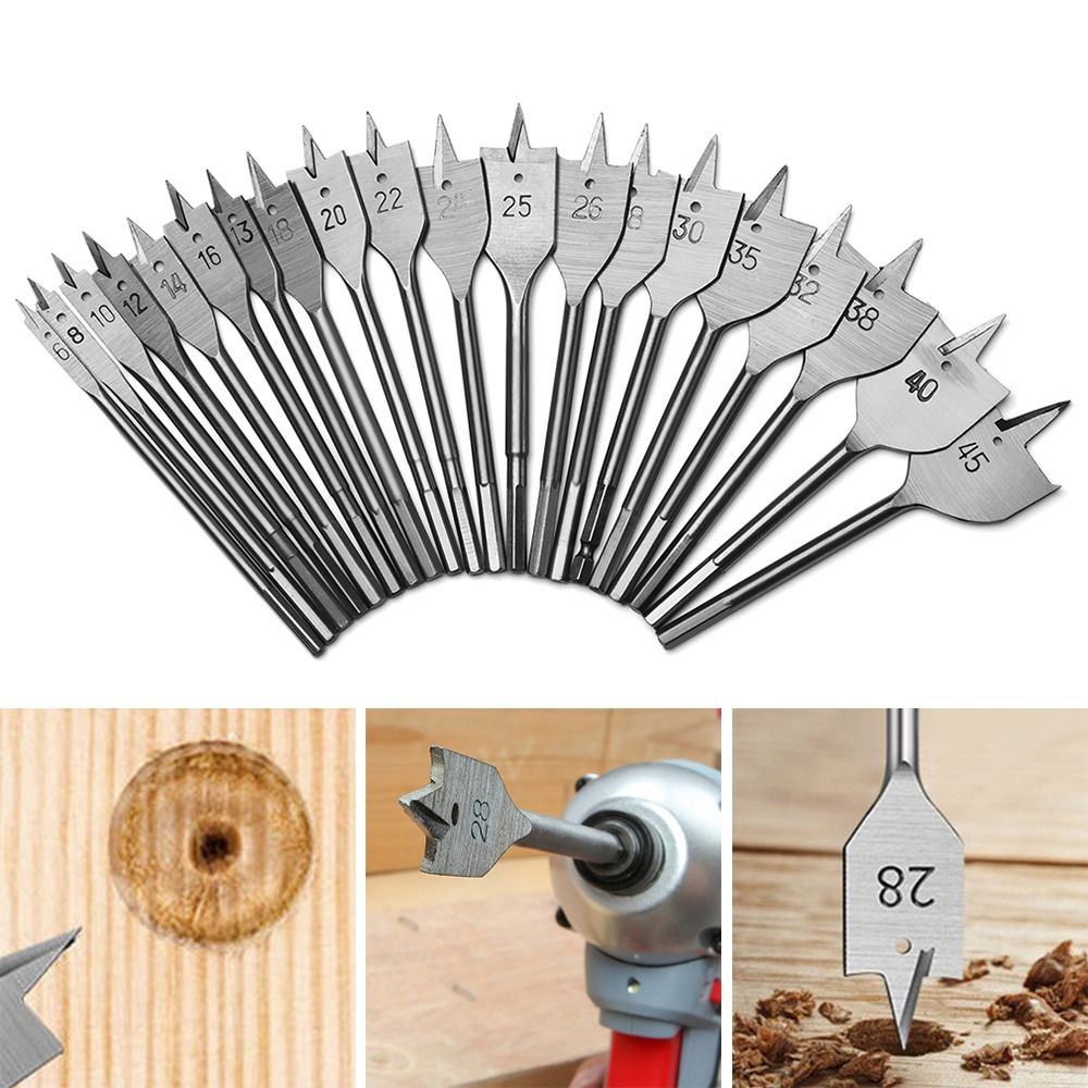 Jeu de forets plats à bois en acier à haute teneur en carbone, forets à bêche de travail de calcul, outil de travail de calcul durable, 6-50mm, 1 pièce