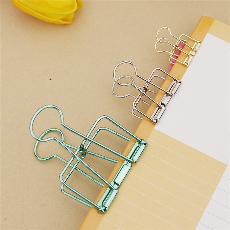 Novelty Solid Color Hollow Out Metal Binder Clips Notes Letter Paper Clips Office Supplies clips para papel