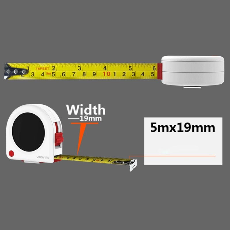 5m/16ft Tape Measure with LCD Writing Tablet Drawing Board for Construction/Carpenter/DIY Measurement