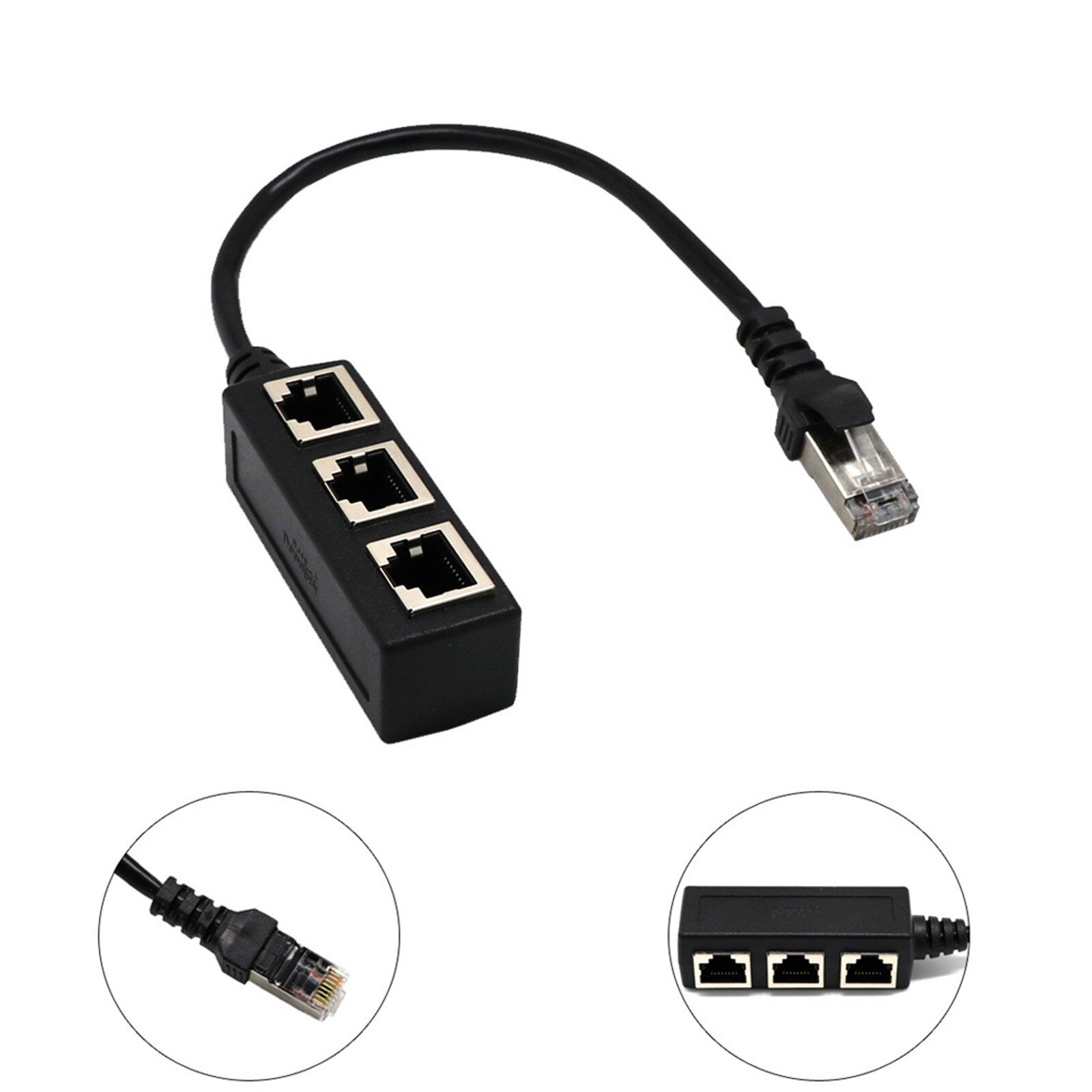 Network cCable Splitter Ethernet RJ45 Cable Adapter 1 Male To 3 Female Port LAN Network Plug Convertor Accessories