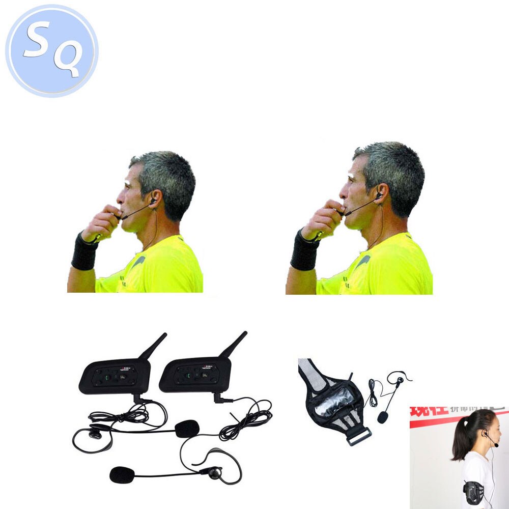 2 Professionelle V6 V4 Vollduplex Zwei-wege Fußball Schiedsrichter Coach Judger Arbitro OhrbüGel Ohrhörer FußBall Kopfhörer Ref-comm Headset