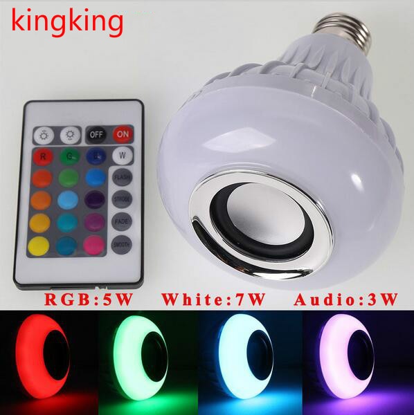 E27/B22 LED RGB Bluetooth Speaker Lamp Draadloze 12W Power Muziek Audio Dimbare Licht Lamp met 24 toetsen Afstandsbediening