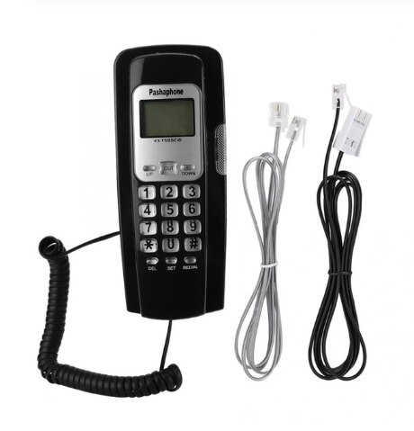 Binnenkomende oproep klein ophangen hotel thuiskantoor telefoon nummerherkenning telefoon zwarte vaste hoteltelefoon thuiskantoor hangende telefoon: Zwart