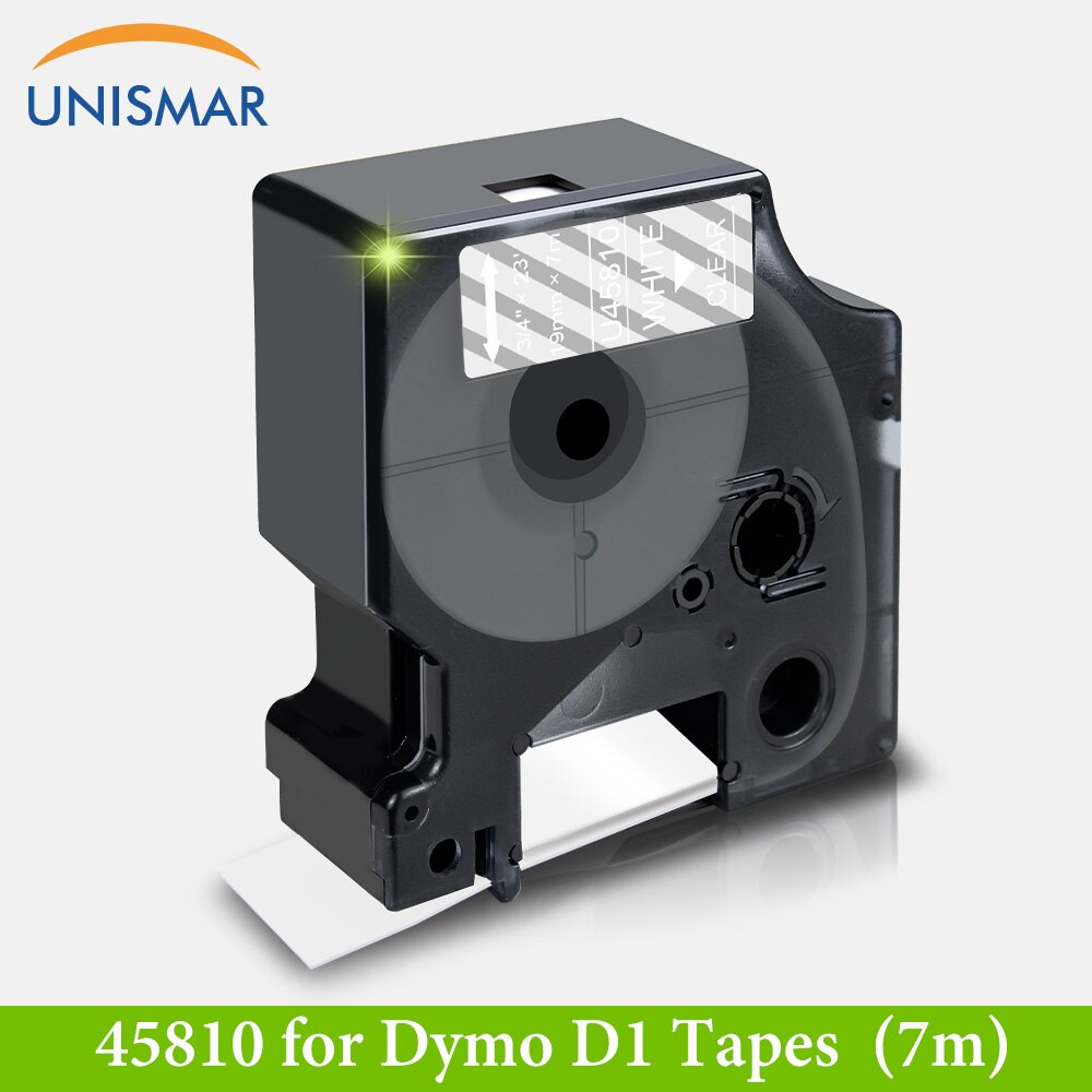 Black on White 45803 19mm Label Tape for DYMO D1 Ribbon Sticker for LabelManager 360D 420P PnP Wireless Rhino 5200 4200 Printer: White on Clear