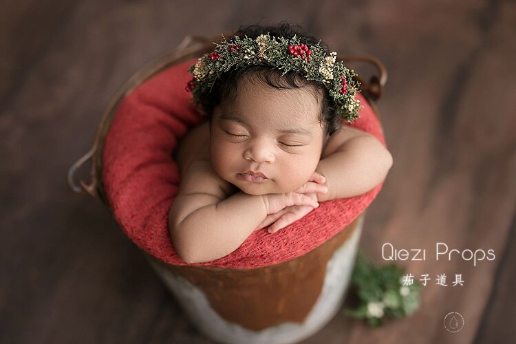 Accesorios para bebé, diadema con flores para infantil, estudio hecho a mano, accesorios de fotografía recién nacido, diadema de Navidad, diademas de boda