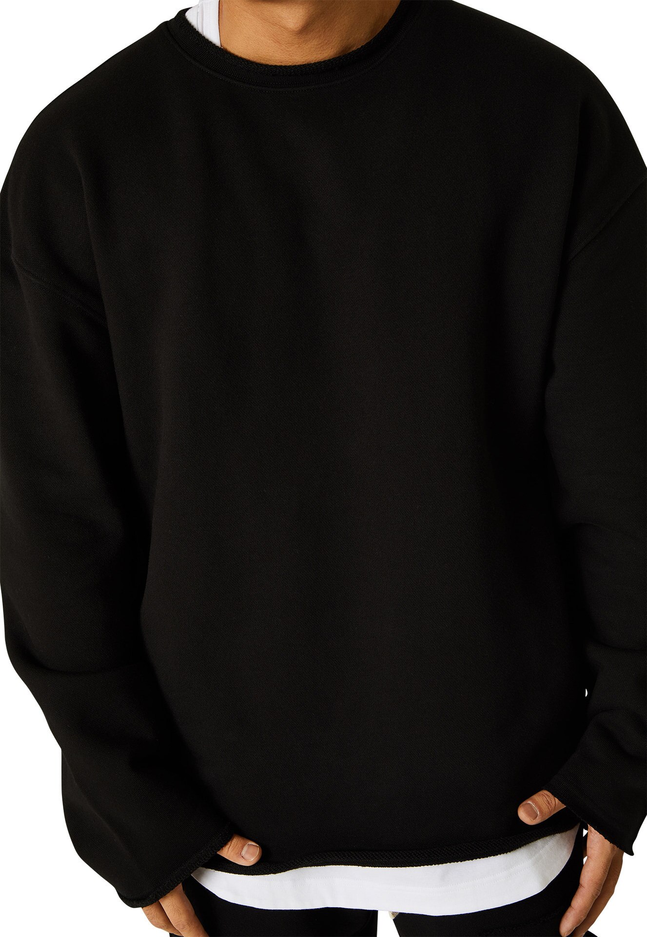 Fitness Spring and Autumn Sports Men's Leisure Training Running Loose Plus Size Pullover Long Sleeve Sweater Sweatshirt: XXL / Black