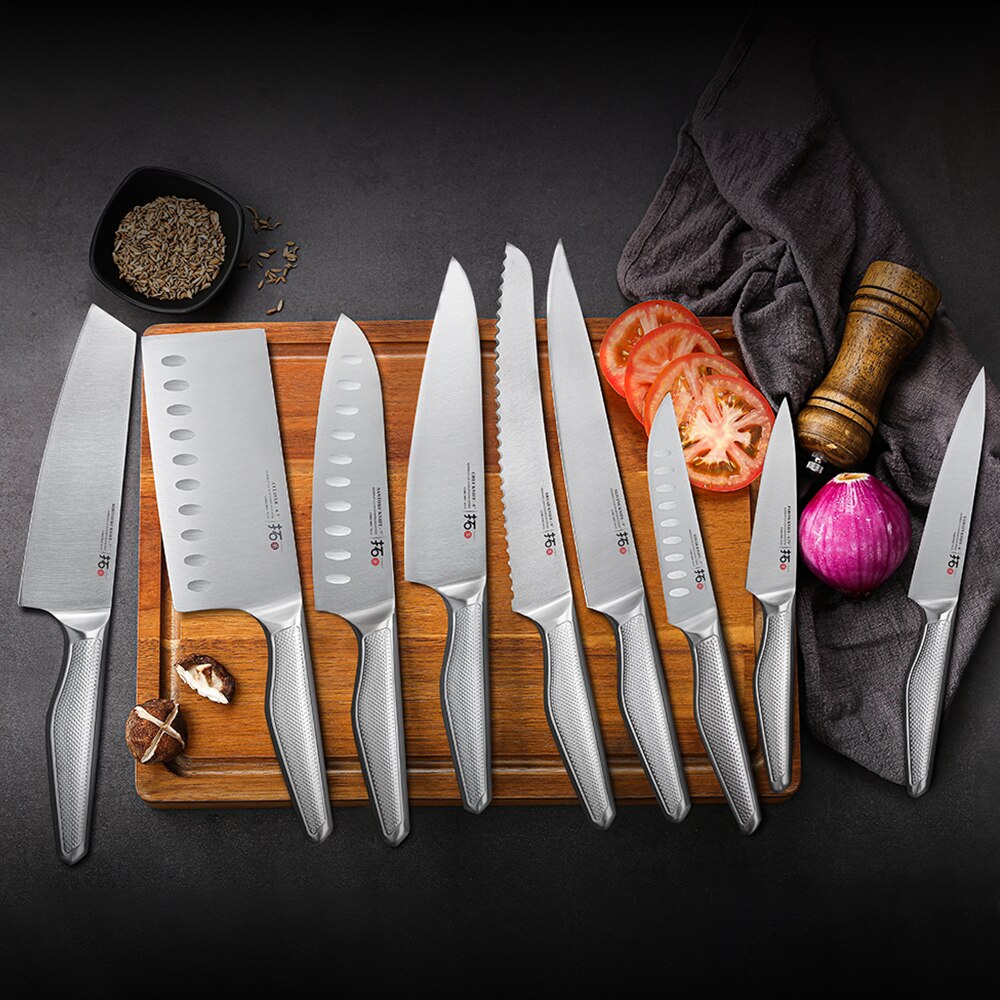 TURWHO Chef Knife 1 Piece Kitchen Knives German 1.4116 Stainless Steel Japanese Kiritsuke Santoku Cleaver Slicing Utility Knife