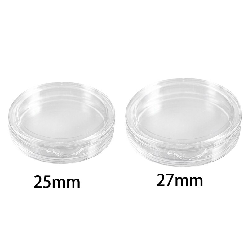 20 pièces petite boîte ronde transparente en plastique Capsules 25mm & 27mm
