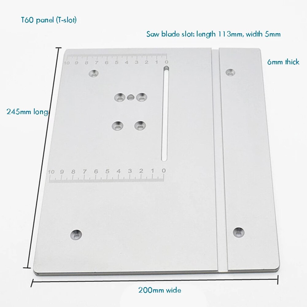 Mini Table Saw Plate DIY Woodworking Bench Table Machine Aluminum Plate for Table Saw Handmade Woodworking Bench With Scale