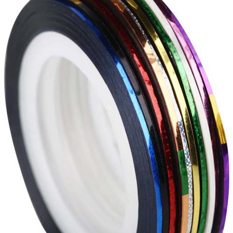 Cinta de líneas de pelado de uñas multicolor, adornos de decoración para uñas, rollo de cintas adhesivas, herramienta de decoración para manicura, 10/20/30 colores