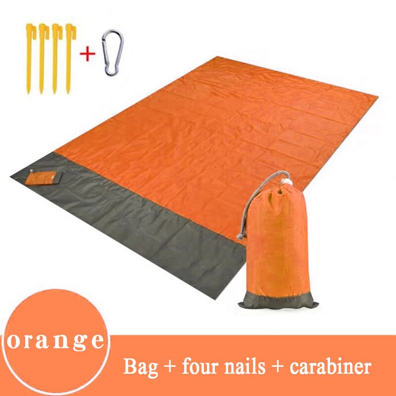 Manta de playa de bolsillo impermeable, colchoneta de acampada plegable, colchón ligero portátil, esterilla de pícnic al aire libre, playa de arena, 2x2,1 m: Orange spell gray / 140 x 200CM