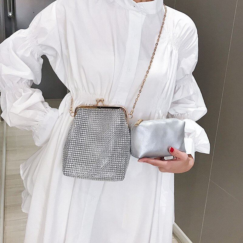 Faux Diamanten Kleine Party Taschen Haspe Strass Schulter Taschen Kette Abend Hochzeit Kupplungen Crossbody Verbund Taschen Splitter