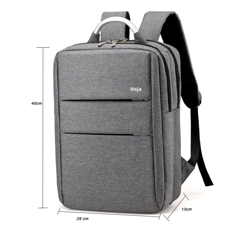 Moda homem duplo zíper mochila masculino negócios portátil mochilas de alta capacidade trave mochila saco de metal lidar com sacos