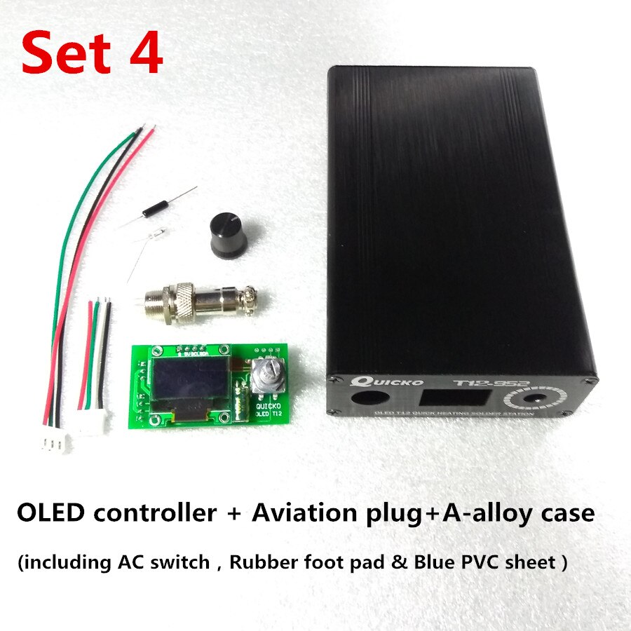 QUICKO T12 STC-OLED Station de soudage fer bricolage pièces kits T12-952 régulateur de température numérique fer à souder avec boîtier en métal: Set 4