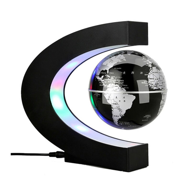 Elektromagnetisk suspension globus anti-tyngdekraft ledet lys magnetisk suspension globe verdenskort kugleundervisning boligindretning kloden: Kinesisk sølvkugle
