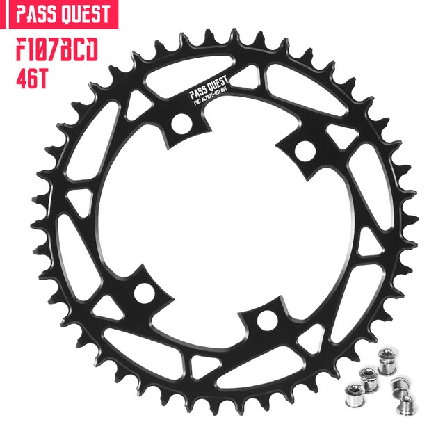 Pass Quest F107BCD Kettingblad 36-52T Ronde/Oval Black Crank Voor Sram Force Crank 12 Speed Axs kettingblad Smalle Brede Kettingblad: hollow round 46T