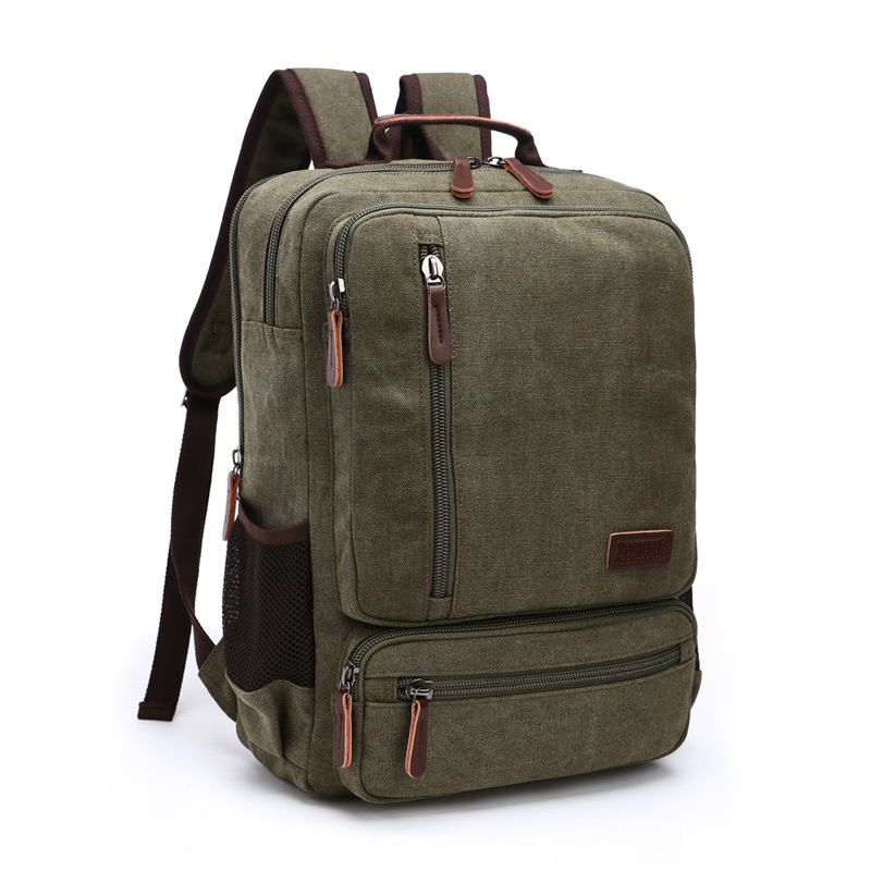 Men’s Canvas Backpack Fashionable Travel Student Laptop Bag Vintage Men’s Canvas Laptop Backpack Large Capacity Bag: black