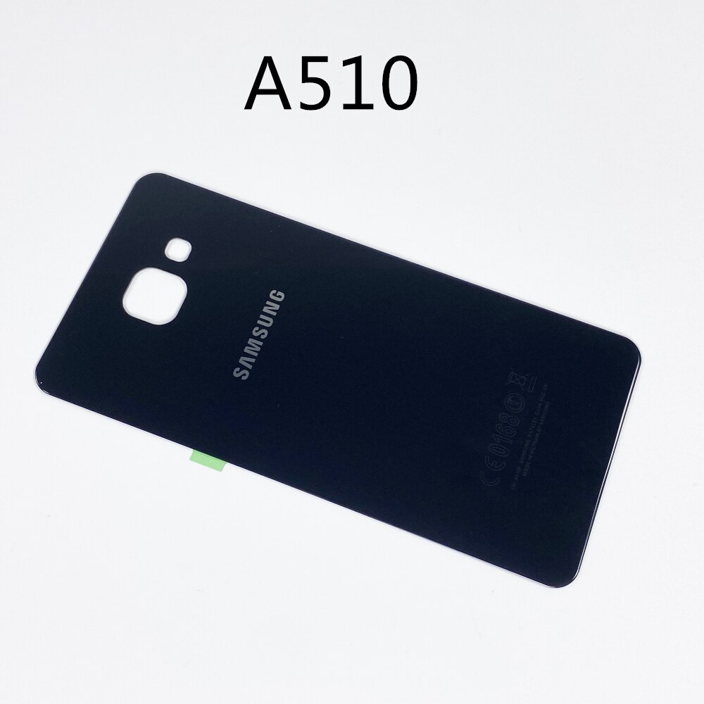 Do SAMSUNG Galaxy A3 A310 A5 A510 A7 A710 A9 A910 2016 powrót pokrywa baterii obudowa drzwi tylna szklana obudowa Shell naklejki samoprzylepne: A510 black