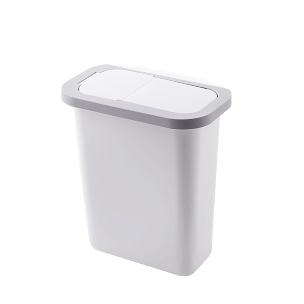 Cabinet Mounted Trash Can Wall-mounted Kitchen Garbage Bin Dustbin with Lid HKS99: white A