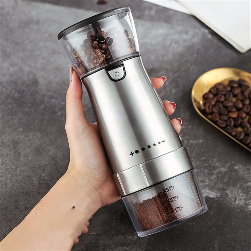 USB Rechargeable Coffee Grinder Electric Stainless Steel Adjustable Hand Grinder Coffee Machine Coffee Bean Grinders Kitchen Too