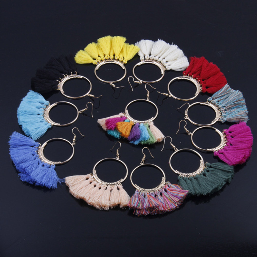 Vintage dynda spadek Tassel kolczyki dla kobiet kobieta moda oświadczenie etniczne artystyczne Boho duże kolczyki biżuteria akcesoria