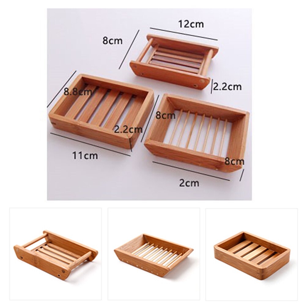 Jabonera de madera Natural de bambú soporte de bandeja de madera de jabón rejilla para guardar jabón caja de plato contenedor para baño plato de ducha baño