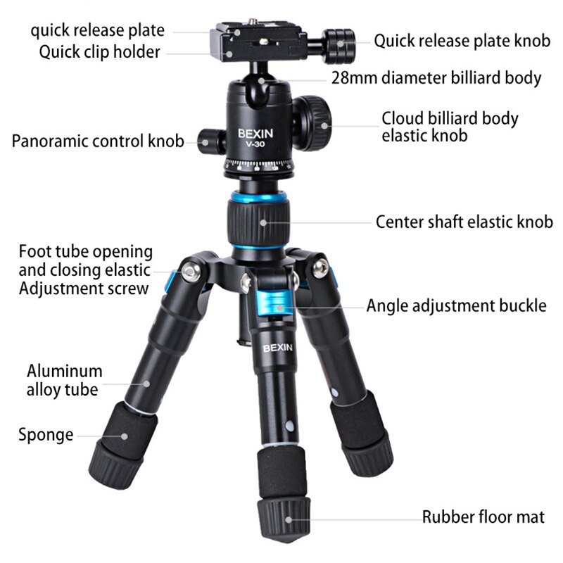 Trípode de cámara de aleación de aluminio, 18cm-48cm, con rótula Universal, soporte Flexible para cámaras DSLR DV teléfonos
