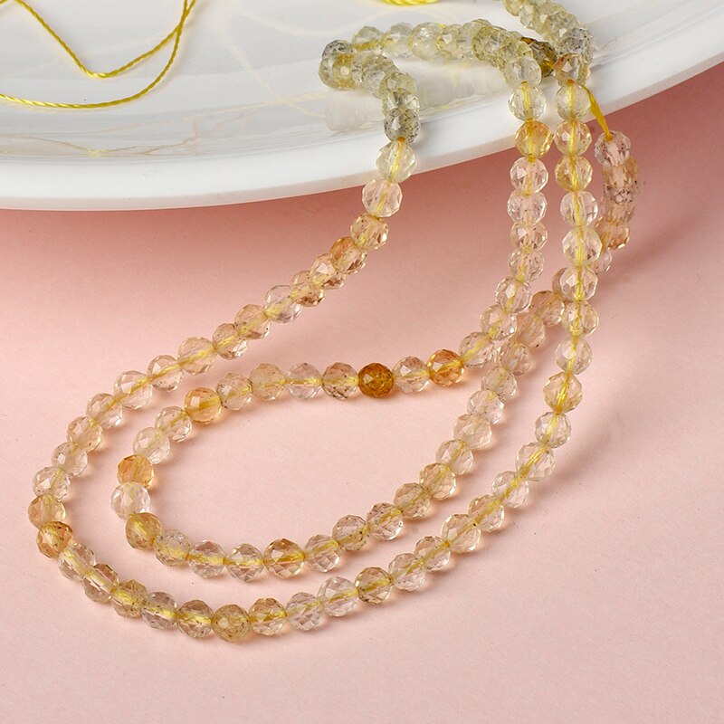 Pick grootte 3mm-2mm Touw transparante Kraal met Goud haar Crystal Losse kralen maken diy armbanden ketting