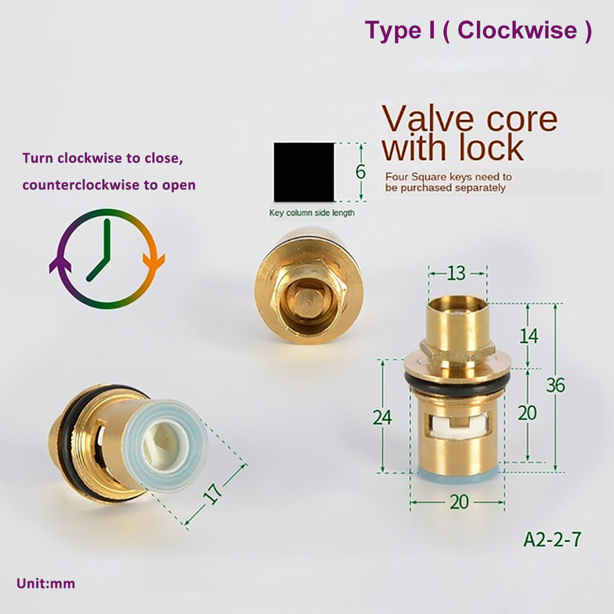 Universal Replacement Tap Valves Brass Ceramic Disc Cartridge Inner Faucet Valve for Bathroom Kitchen Clockwise / Anti-clockwise: Blue