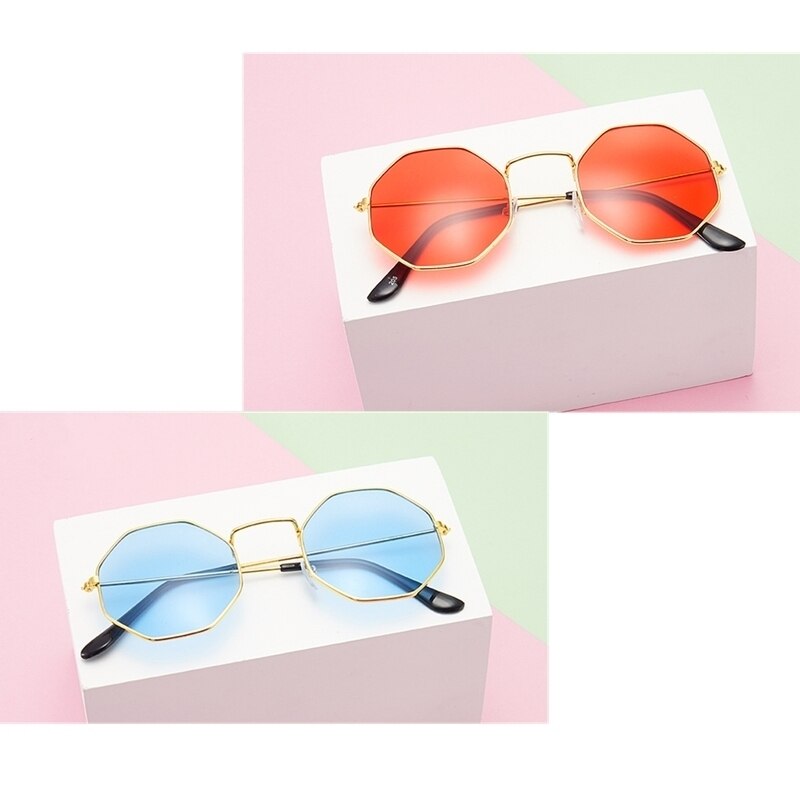Monturas de gafas de Metal polígono para hombre y mujer, gafas ópticas Retro Vintage, transparentes