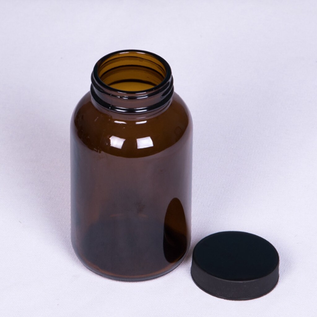 Dark Brown Wide Mouth Glass Bottle Lightproof Health Products Separate Bottling With Black Cap Glass StorageContainers Tool