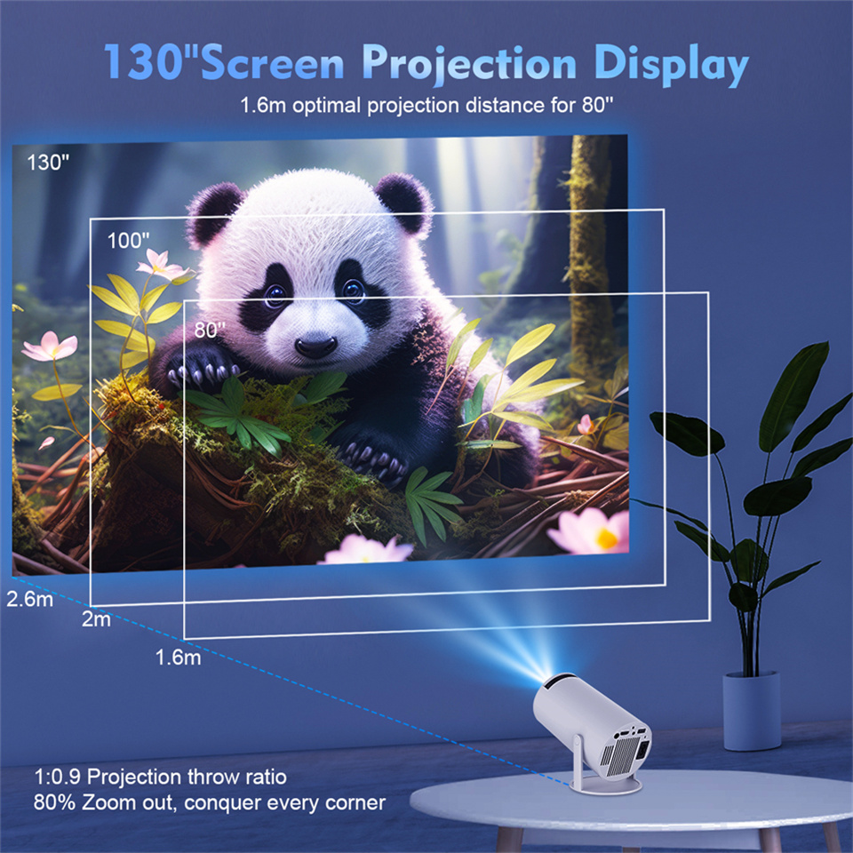 KaiAqua Projector 4K Android11 HT88 Wifi6 260ANSI Allwinner H713 BT5.0 Support 1080P 1280*720P Cinema Outdoor portable Projcetor