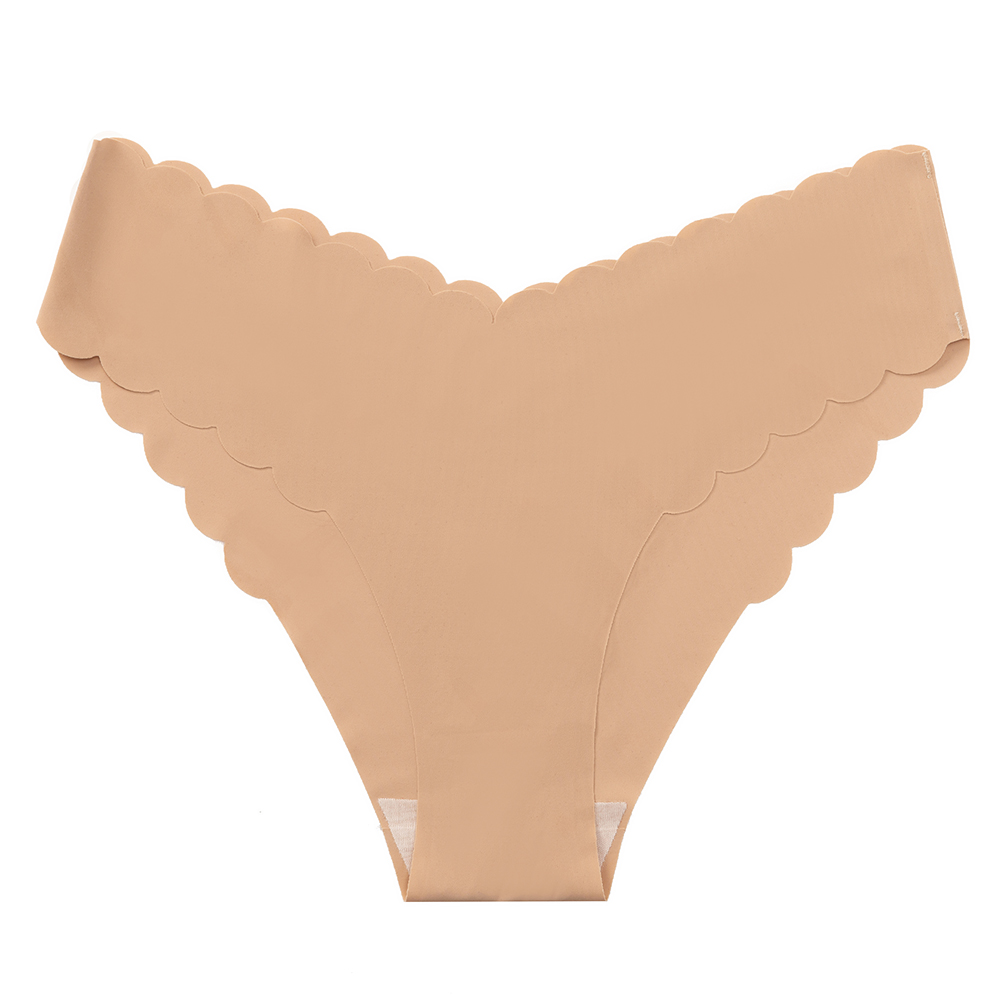 Lenjerie intimă pentru femei, chiloți de mătase fără cusături, cu talie joasă, bikini sexy, slipuri, margini ondulate solide, lenjerie intimă moale: S / Kaki