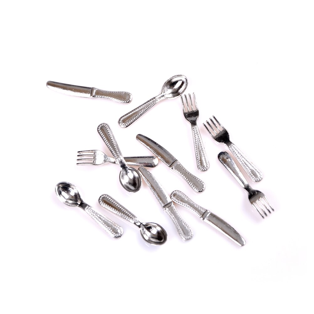 1:12 ini Jahrgang Puppenhaus Miniaturen Geschirr Besteck Gold Silber Messer Gabel Löffel freundlicher Spielzeug Puppe Haus Dekor