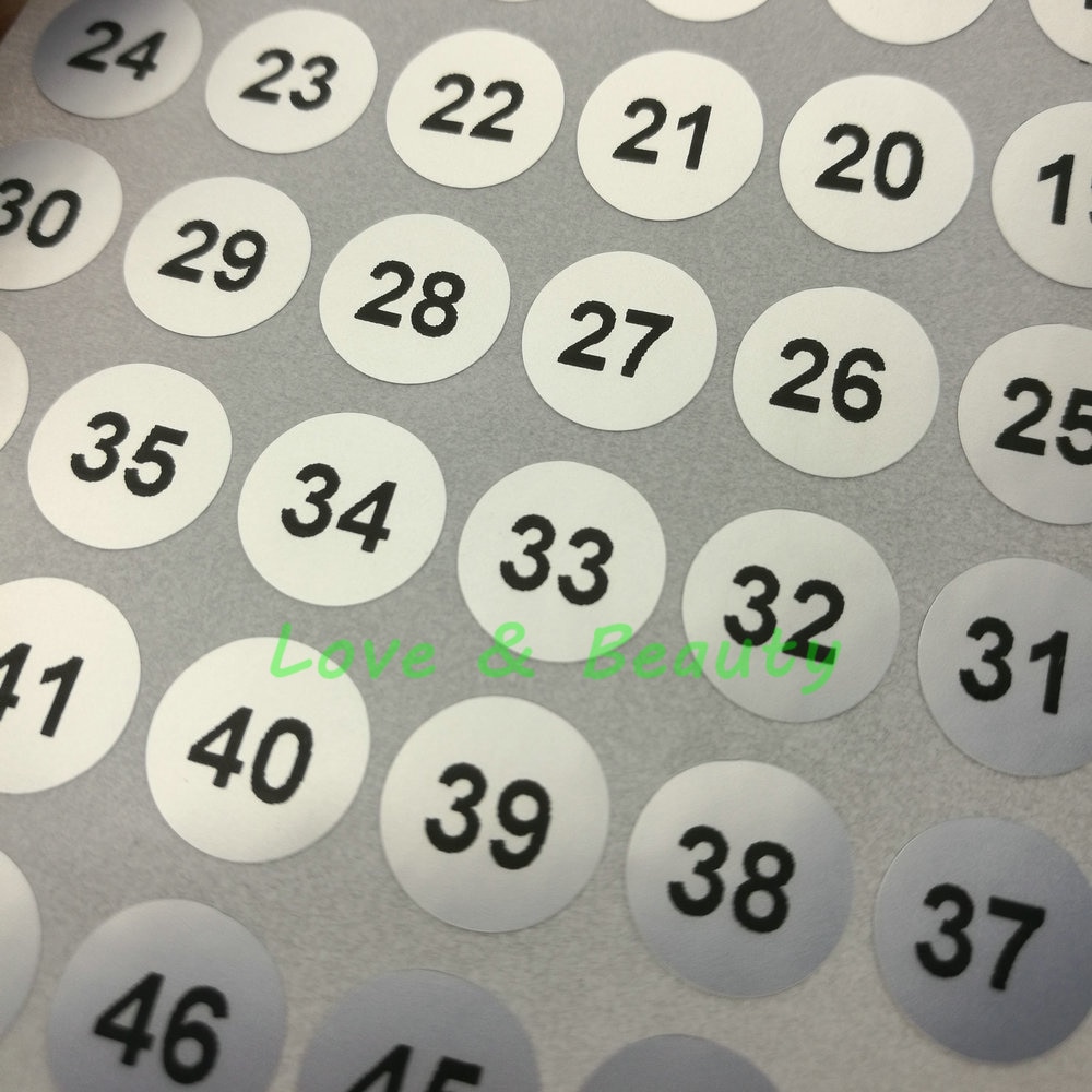 400 Serial number 1 to 100 Label Stickers 10mm Silver Round Waterpproof