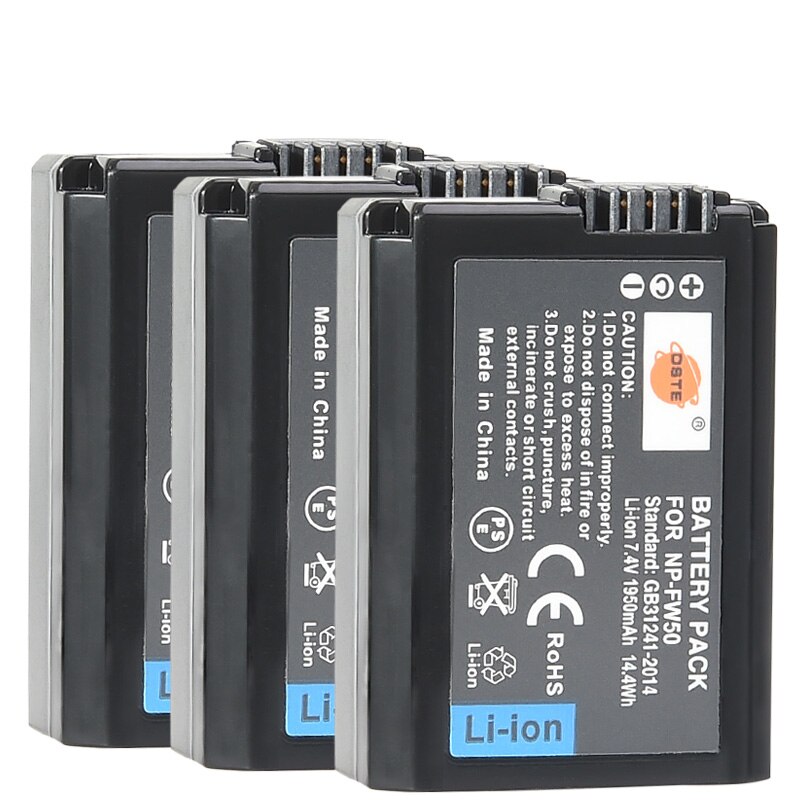 2/3PCS 1950mAh 7.4V DSTE NP-FW50 Camera Battery 1*Charger for Sony NEX-7 NEX-5N NEX-F3 SLT-A37 A7 NEX-5R NEX-6 NEX-3 NEX-3A