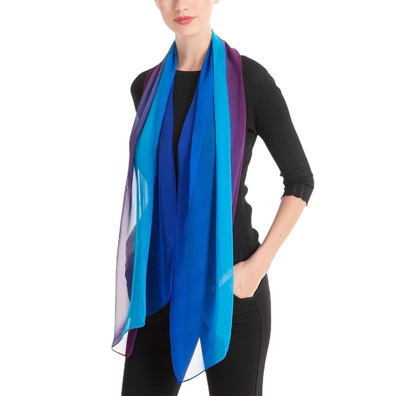 50*160CM mujer gasa gradiente bufanda chal lujo señora versátil protección solar decorar bufandas pañuelo para la cabeza: Gris