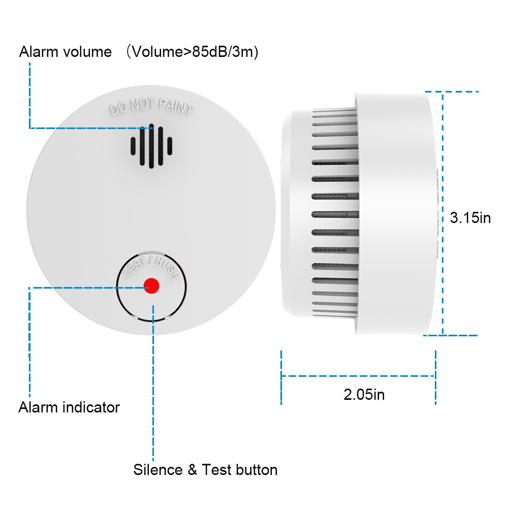 Cpvan røgsensor brandalarm smart røgdetektor lav batteri påmindelse beskytte alarm sensor  en14604 ce certificeret branddetektor