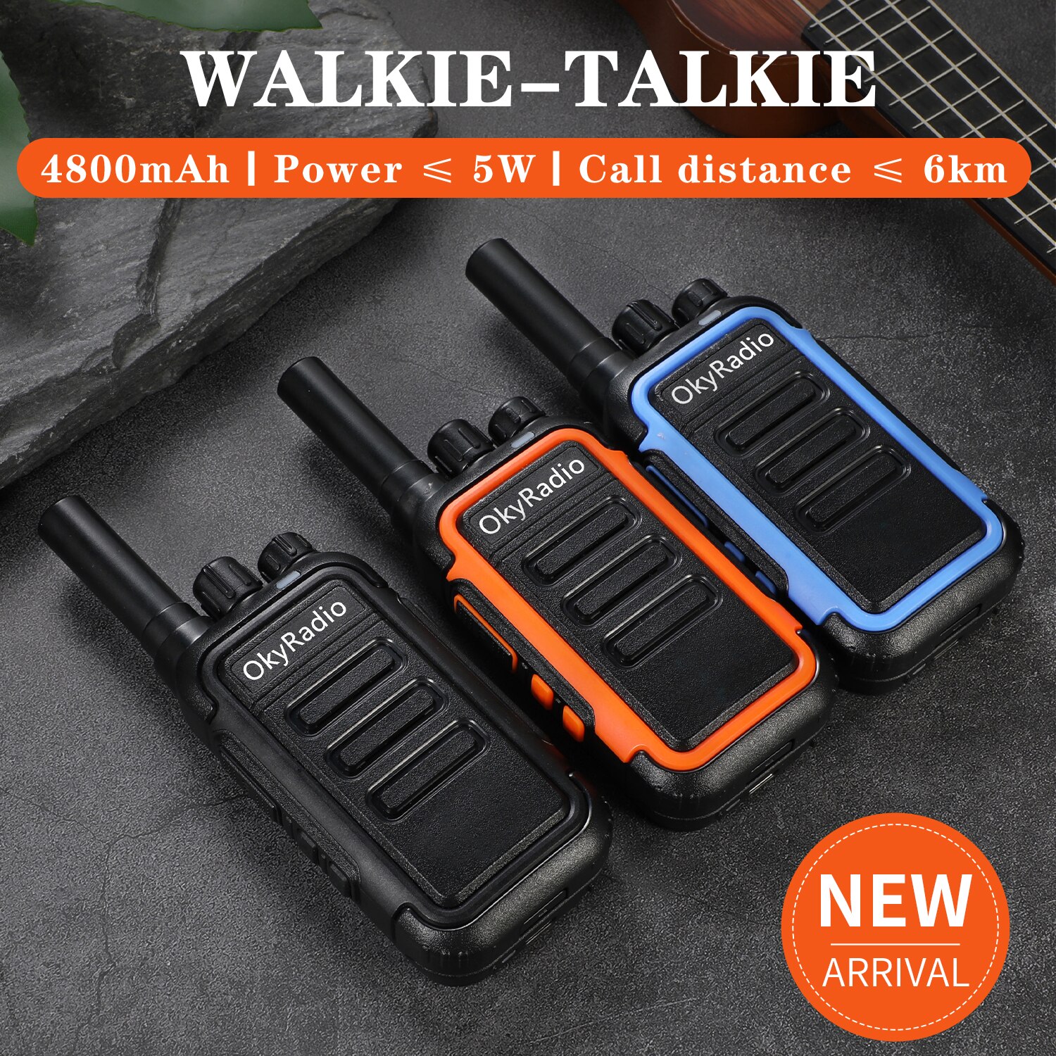 Werk Walkie-Talkie 6Km Call 4800Mah Batterij 5W Power Okyradio Draagbare Waterdichte Walkie-Talkie Sterke anti