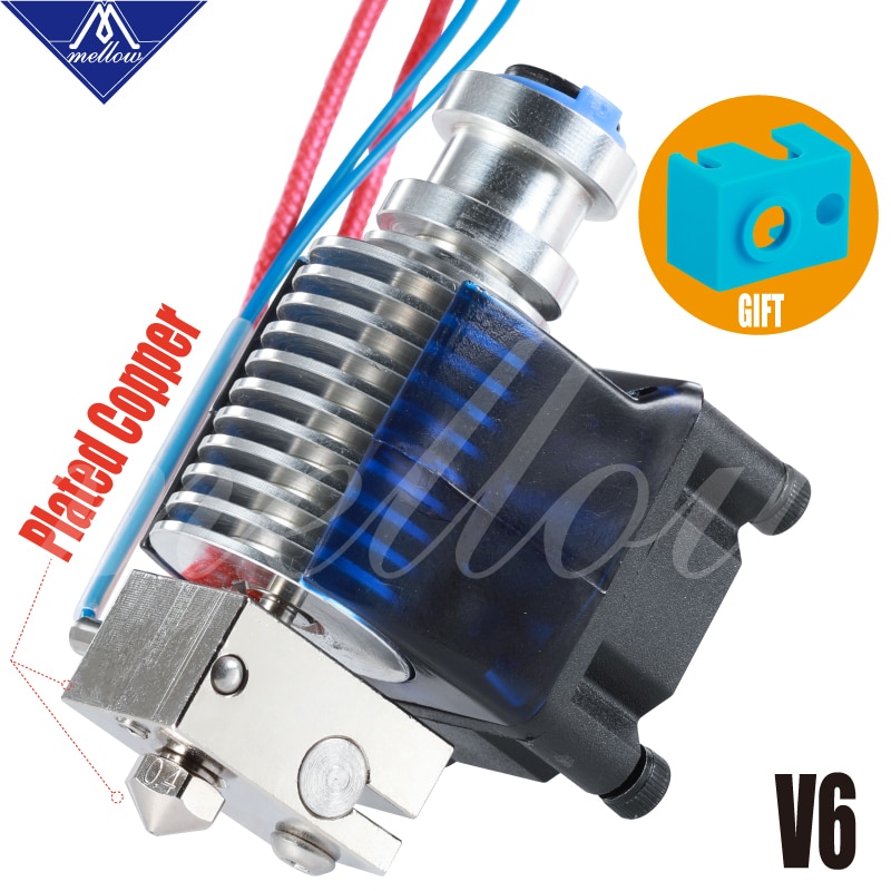 Mellow Top 12 v/24 v Nf-v6 Plated Koperen Hotend Nozzle Warmte Blok Warmte Breken Heatsink voor PETG PEEK PEI ABS carbon fiber