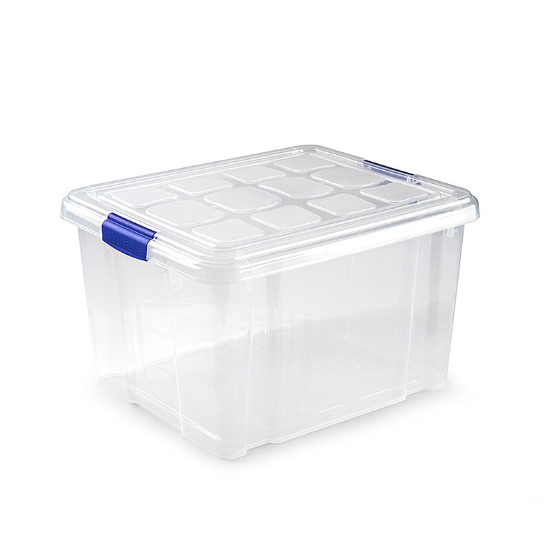 PLASTIC FORTE - Caja de ordenación N2,con Capacidad de 25 litros, sin Ruedas, Especial para la organización del hogar, con Cierres herméticos a los Laterales, Transparente