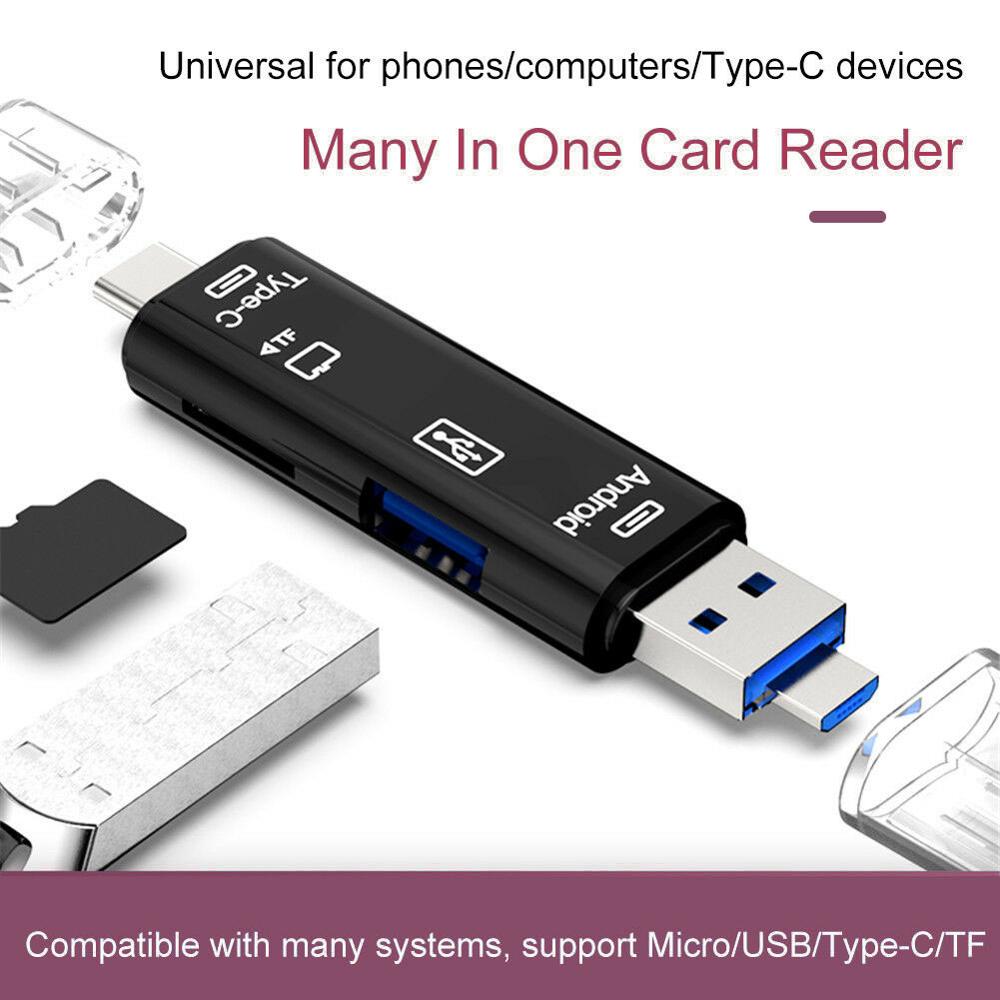 5 em 1 usb 3.0 tipo c/usb/micro usb leitor de cartão de memória tf, adaptador otg, driver de flash.