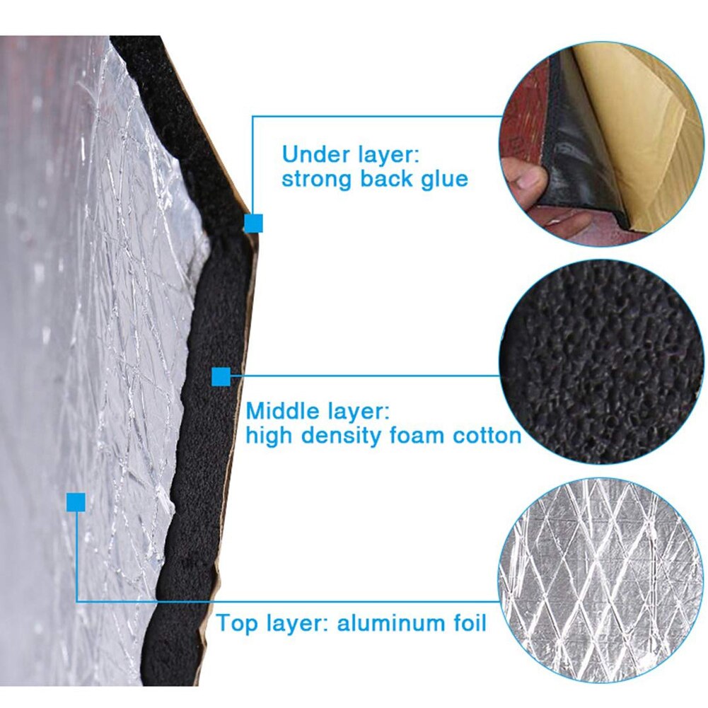 10mm Car Truck Firewall Heat Sound Deadener Insulation Mat Noise Insulation Wool Car Heat Sound Thermal Proofing Pad 40x24Inch