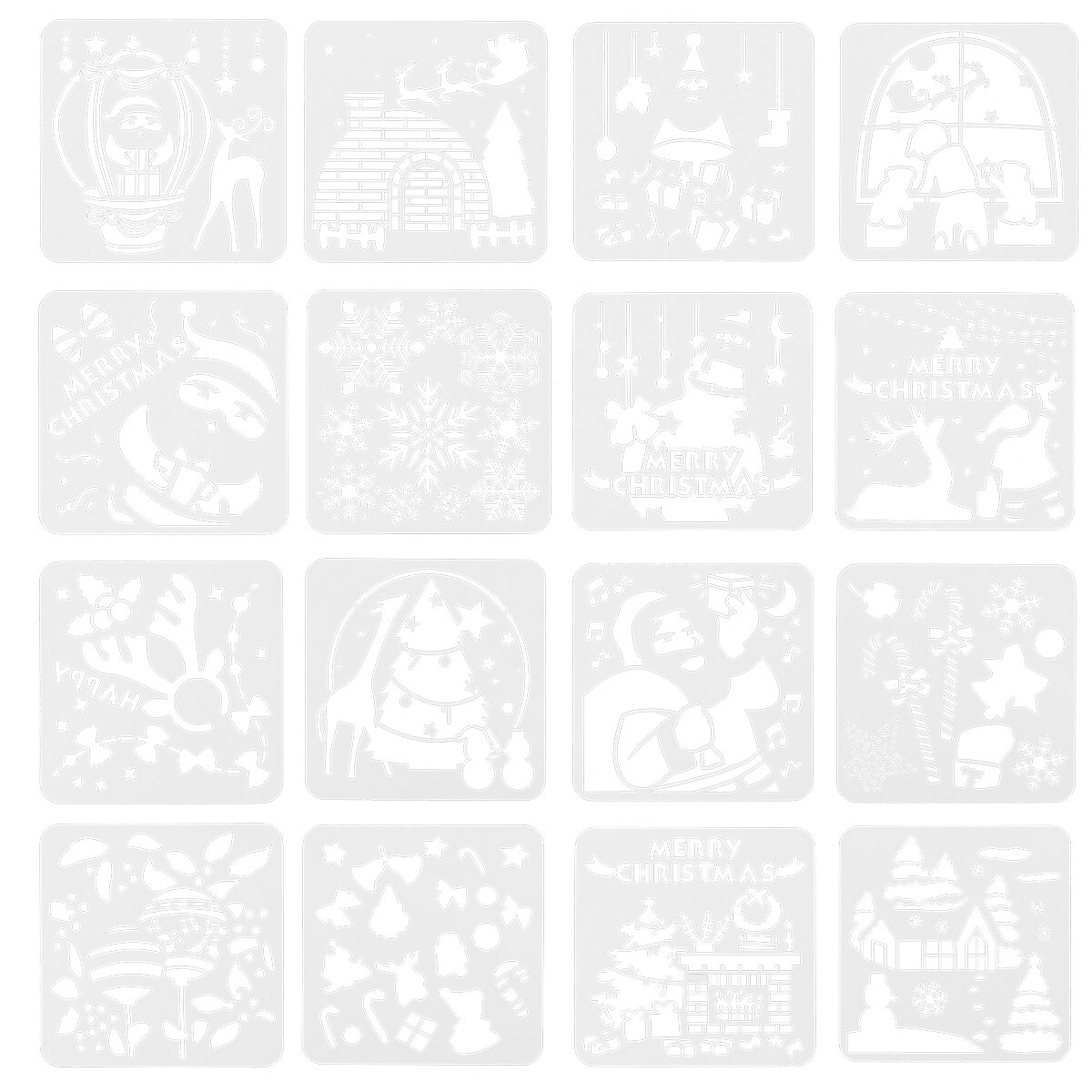 16 Sheets Christmas Pattern Stencil Painting Drawing Template Painting Stencil
